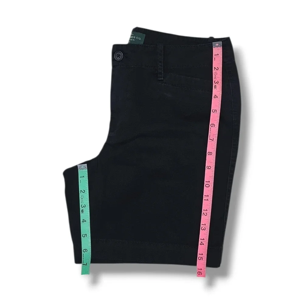 LRL Lauren‎ Ralph Lauren Chino Solid Black Cotton Button Shorts Women's 6P